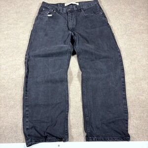 Arizona Relaxed Jeans Mens 36x30 Black Denim Cotton Mid Rise Straight Leg Travel